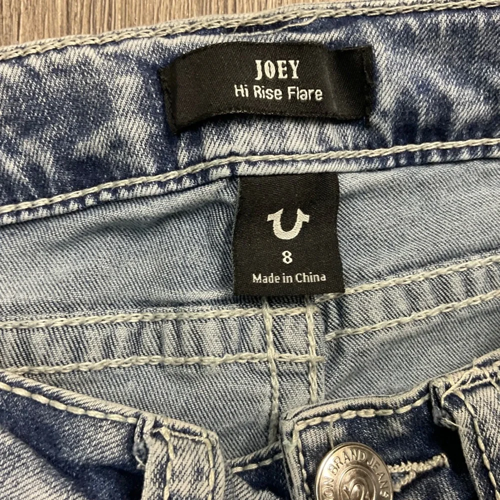 Y2K True Religion Rhinestone Embellished Joey Hi Rise Flare Jeans Girls‎ 8 Blue